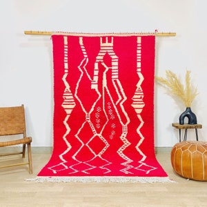 Moroccan Berber Rug, Moroccan shag rug, Pink wool rug, hand knotted rugs, Moroccan area rug