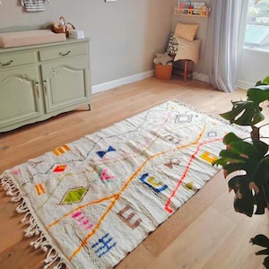 ARTISTIC BENIOURAIN CARPET, Beniourain Rug, Custom Moroccan Carpet, Tribal Colorful Rug, Plash Berber Rug, Tapis Marocain, Morokko Tepisch