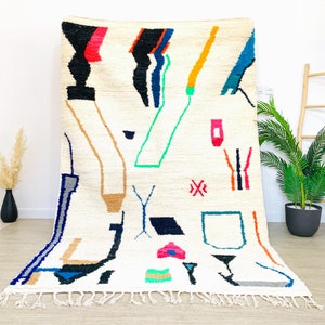 ARTISTIC BENIOURAIN CARPET, Beniourain Rug, Custom Moroccan Carpet, Tribal Colorful Rug, Plash Berber Rug, Tapis Marocain, Morokko Tepisch