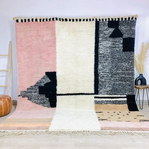 Moroccan Berber Rug, Pink Shag Rug, Moroccan Area Rug, Beni Ourain Rug, Muted Pink Wool Rug