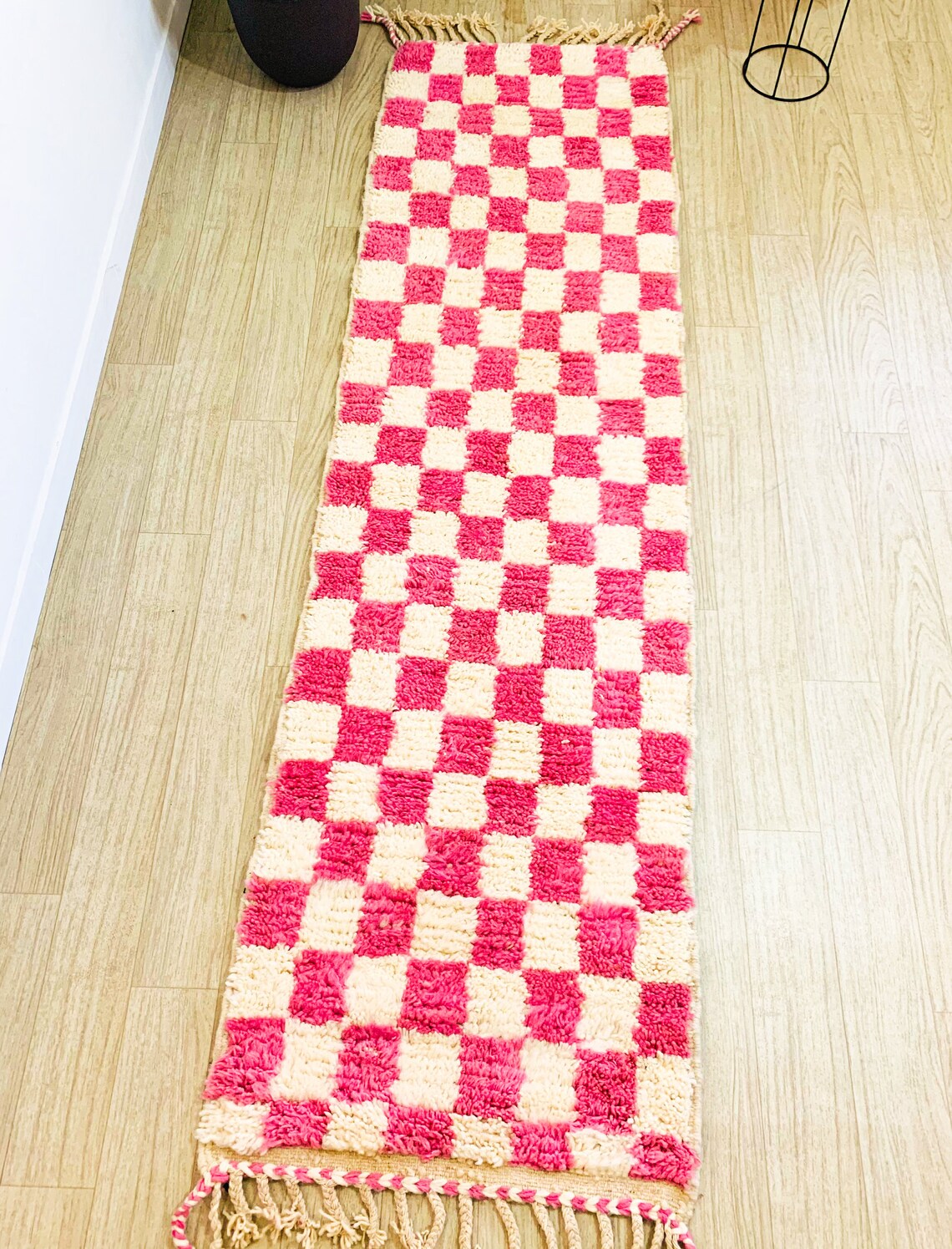 Pink Moroccan Checkered Area Rug Checkerboard Handmade Etsy