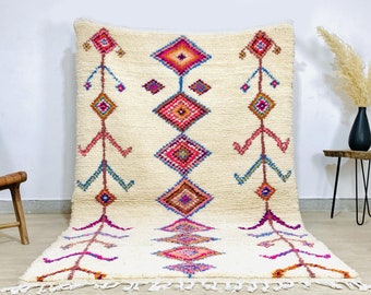 Moroccan Rug, Authentic Azilal Pink Rug, Berber symbols rug