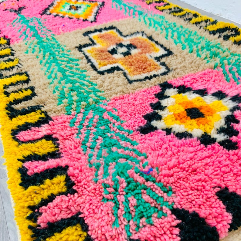 Authentic Pink Beni Ourain Rug, Custom Made Moroccan Pink Rug, Berber Pink Rug, Large Pink Area Rug