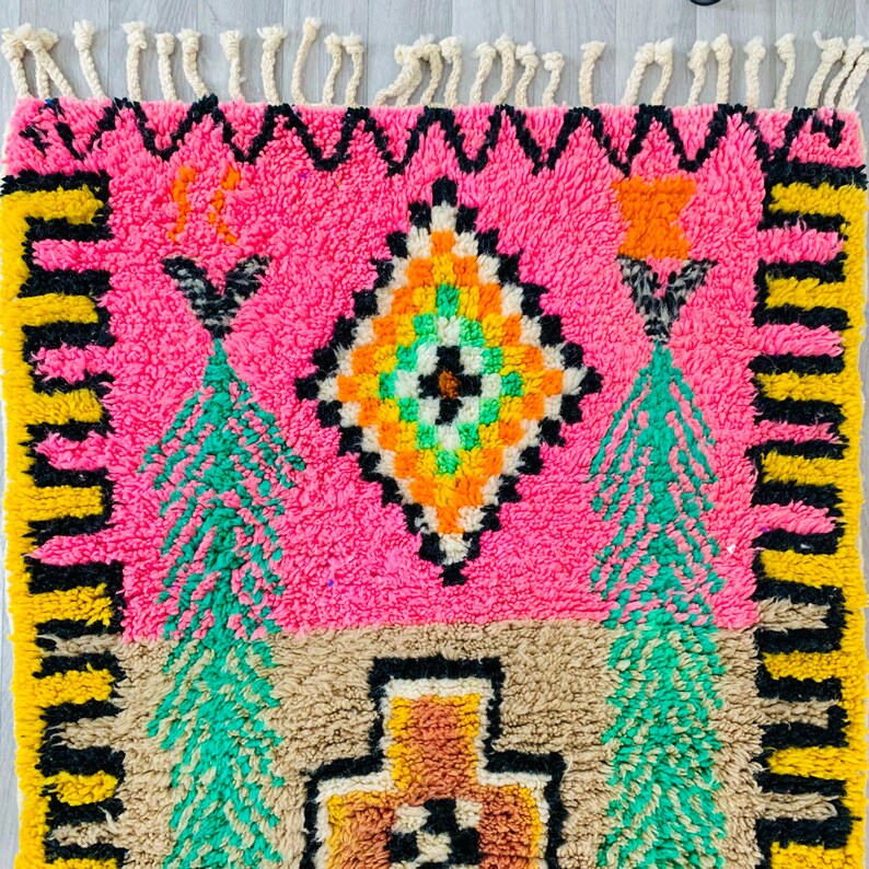 Authentic Pink Beni Ourain Rug, Custom Made Moroccan Pink Rug, Berber Pink Rug, Large Pink Area Rug