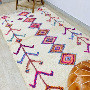 Moroccan Rug, Authentic Azilal Pink Rug, Berber symbols rug
