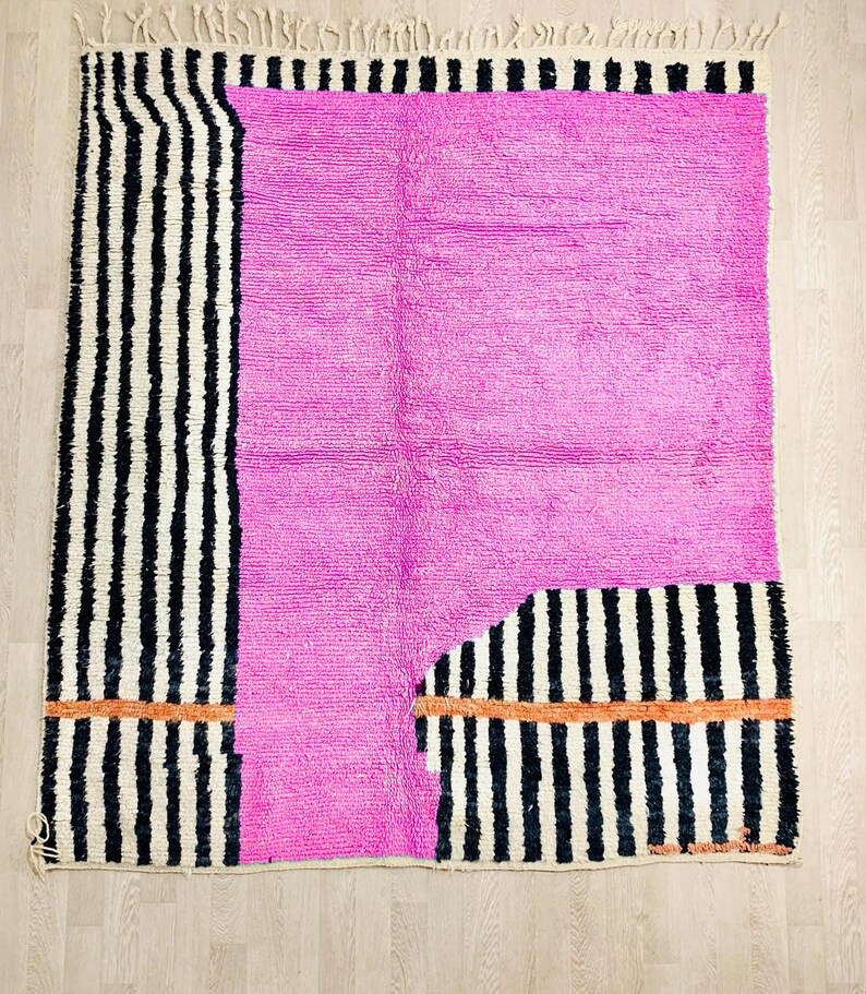 Moroccan Pink Rug, Pink Shag Rug, Moroccan Berber Rugs, Beni Ourain Moroccan Rug