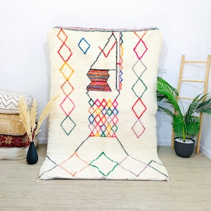 ARTISTIC BENIOURAIN CARPET, Beniourain Rug, Custom Moroccan Carpet, Tribal Colorful Rug, Plash Berber Rug, Tapis Marocain, Morokko Tepisch