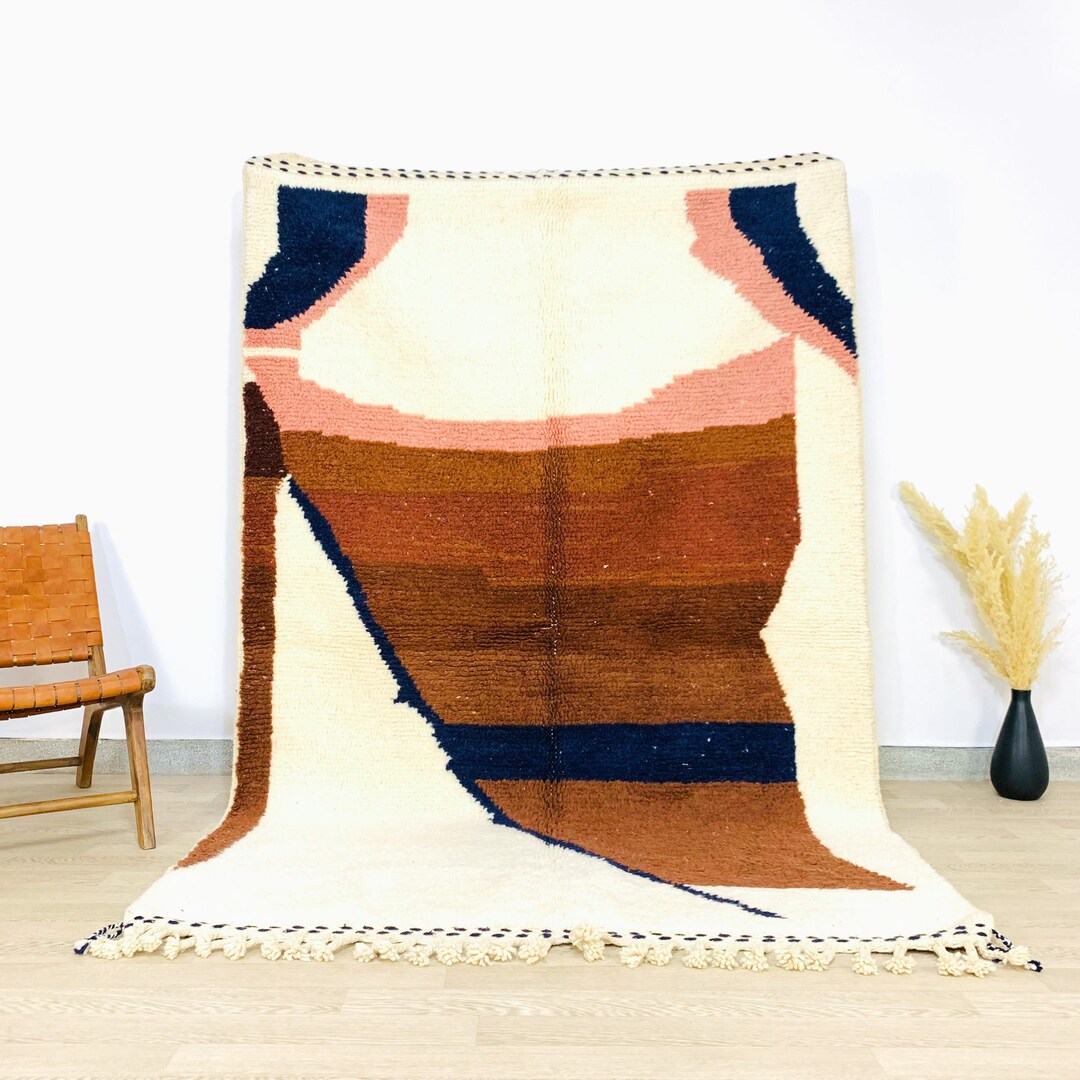 Large Brown and White Moroccan Rug, Authentic Beni Ourain Rugs, Custom ...