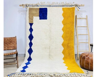 Authentic Moroccan Rug, Custom Yellow Beni Ouarain Rug, Soft wool rug