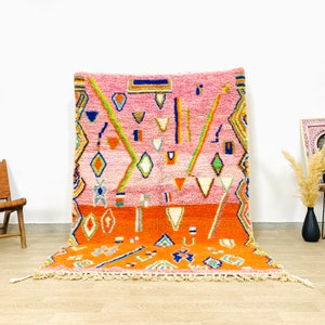 Pink Moroccan Rug, Custom Made Moroccan Carpet, Orange & Pink Rug, Large Pink Area Rug