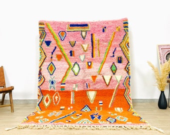 Pink Moroccan Rug, Custom Made Moroccan Carpet, Orange & Pink Rug, Large Pink Area Rug
