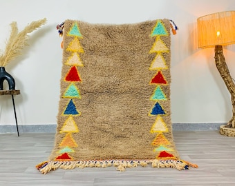 Beige Moroccan Rug, Custom Made Beni Ourain Rug, Tribal Area Rug, Woven Rug, Pale Brown Rug, Custom Moroccan Rug, Living Room Decor