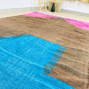AMAZING KILIM RUG - Flatweave Kilim Woven Rug - Brown and Pink kilim, kilim Area Rug, Moroccan Kilim Rug
