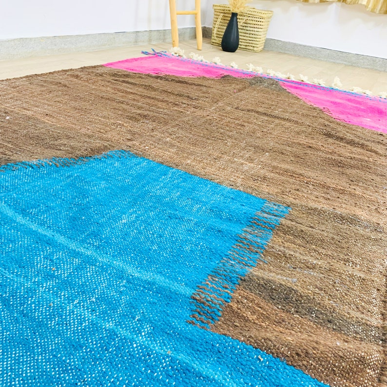 AMAZING KILIM RUG - Flatweave Kilim Woven Rug - Brown and Pink kilim, kilim Area Rug, Moroccan Kilim Rug