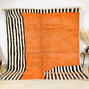 Moroccan Orange Rug, Orange Shag Rug, Moroccan Berber Rugs, Beni Ourain Moroccan Rug