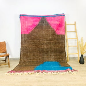 AMAZING KILIM RUG - Flatweave Kilim Woven Rug - Brown and Pink kilim, kilim Area Rug, Moroccan Kilim Rug