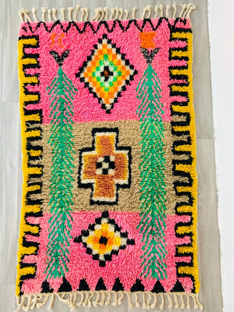 Authentic Pink Beni Ourain Rug, Custom Made Moroccan Pink Rug, Berber Pink Rug, Large Pink Area Rug