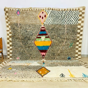 Artistic Beni Ourain Rug, Moroccan Handmade Rug, Bohemian Rug, Large Moroccan Rug