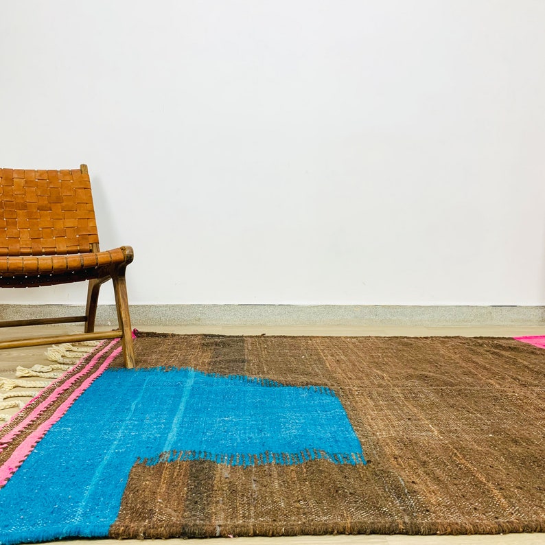 AMAZING KILIM RUG - Flatweave Kilim Woven Rug - Brown and Pink kilim, kilim Area Rug, Moroccan Kilim Rug