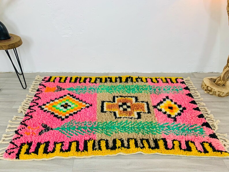Authentic Pink Beni Ourain Rug, Custom Made Moroccan Pink Rug, Berber Pink Rug, Large Pink Area Rug