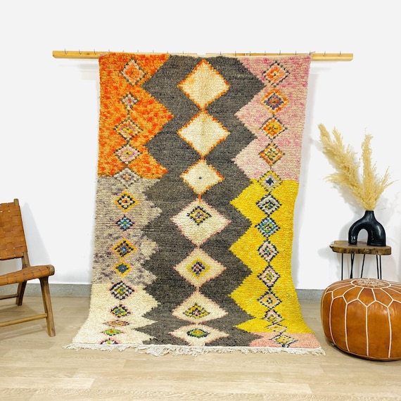 Moroccan Berber Rug, Grey shag rug, Soft wool area rug, Hand-knotted rugs, Boho Nursery rug