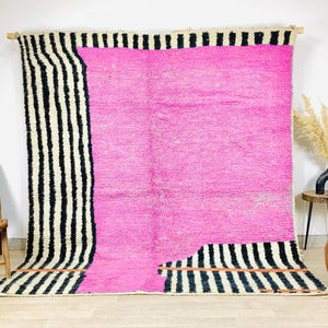 Moroccan Pink Rug, Pink Shag Rug, Moroccan Berber Rugs, Beni Ourain Moroccan Rug