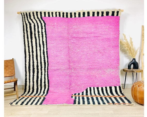 Moroccan Pink Rug, Pink Shag Rug, Moroccan Berber Rugs, Beni Ourain Moroccan Rug