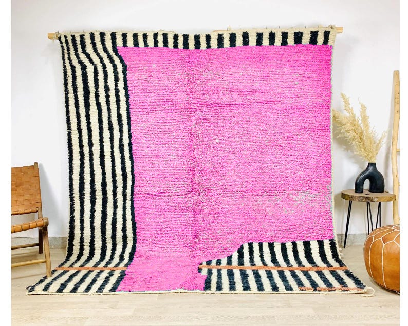 Moroccan Pink Rug, Pink Shag Rug, Moroccan Berber Rugs, Beni Ourain Moroccan Rug