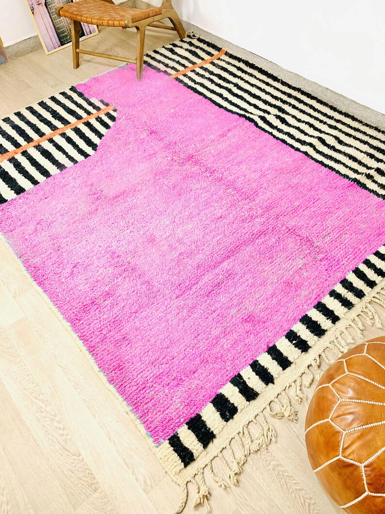 Moroccan Pink Rug, Pink Shag Rug, Moroccan Berber Rugs, Beni Ourain Moroccan Rug