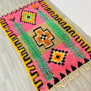 Authentic Pink Beni Ourain Rug, Custom Made Moroccan Pink Rug, Berber Pink Rug, Large Pink Area Rug