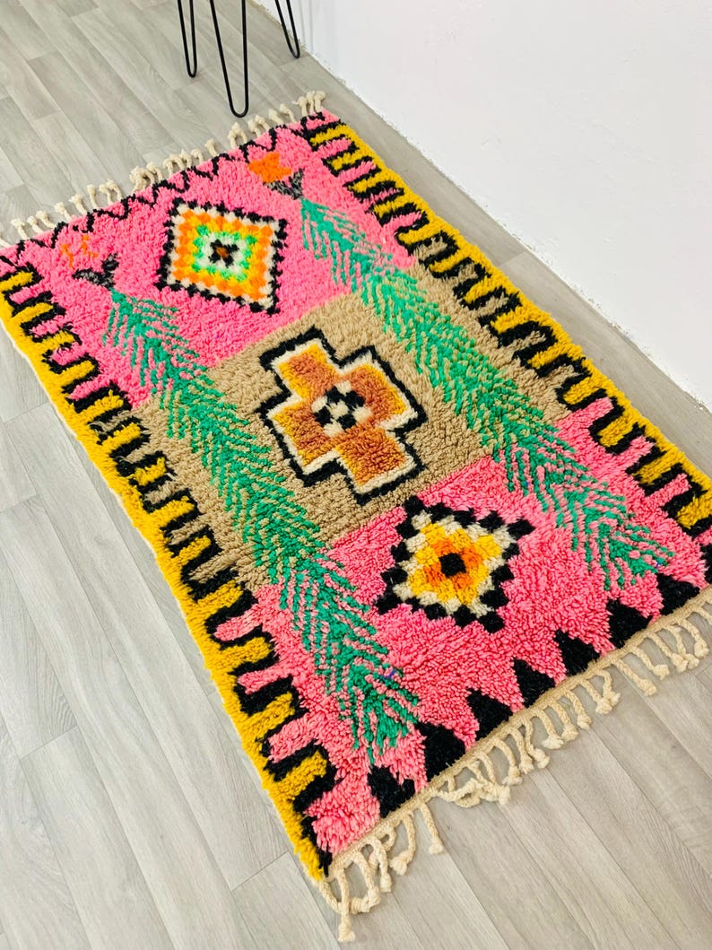 Authentic Pink Beni Ourain Rug, Custom Made Moroccan Pink Rug, Berber Pink Rug, Large Pink Area Rug