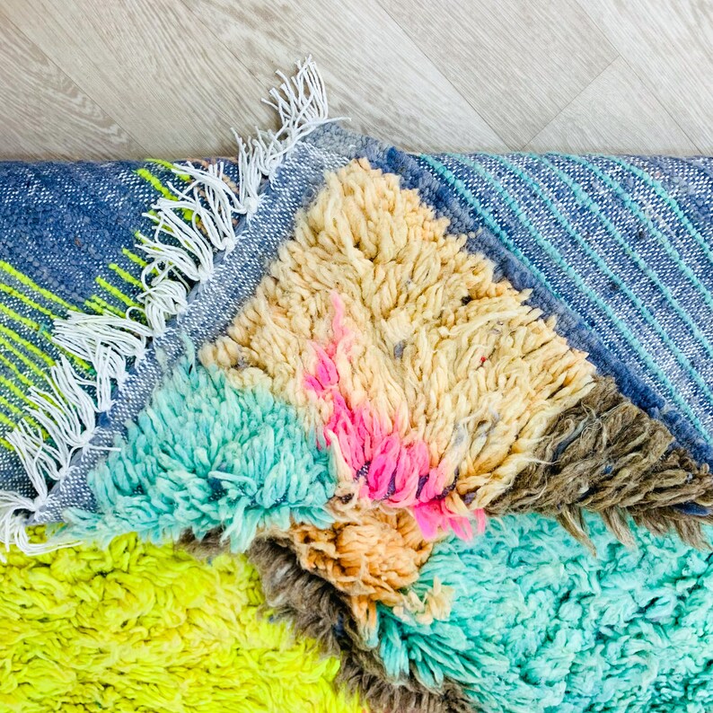 Berber-wool-Teal-yellow-neon-rug