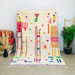 ARTISTIC BENIOURAIN CARPET, Beniourain Rug, Custom Moroccan Carpet, Tribal Colorful Rug, Plash Berber Rug, Tapis Marocain, Morokko Tepisch