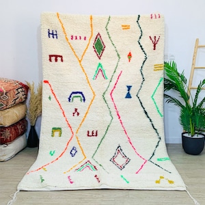 ARTISTIC BENIOURAIN CARPET, Beniourain Rug, Custom Moroccan Carpet, Tribal Colorful Rug, Plash Berber Rug, Tapis Marocain, Morokko Tepisch