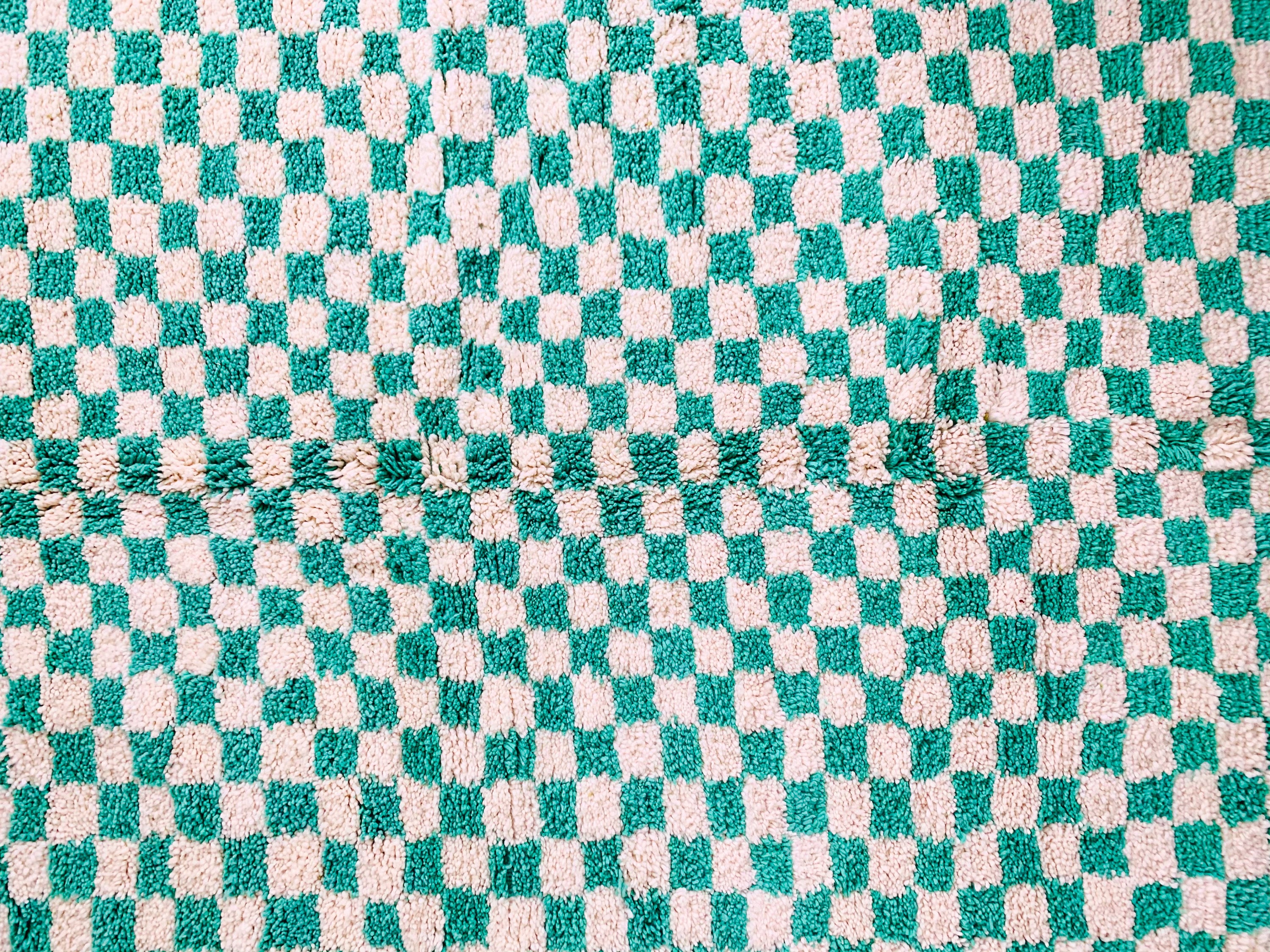 Green Moroccan Checkered Rug Checkerboard Handwoven Rugs Etsy