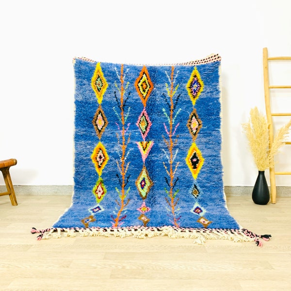 Blue Beni Ourain Rug Etsy