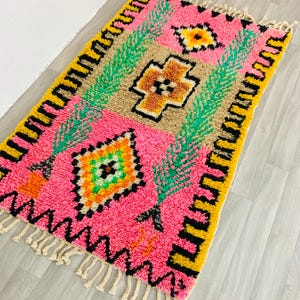 Authentic Pink Beni Ourain Rug, Custom Made Moroccan Pink Rug, Berber Pink Rug, Large Pink Area Rug