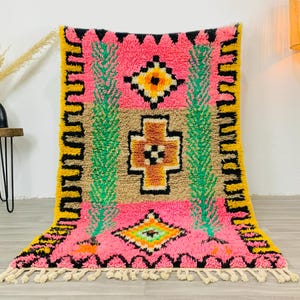 Authentic Pink Beni Ourain Rug, Custom Made Moroccan Pink Rug, Berber Pink Rug, Large Pink Area Rug