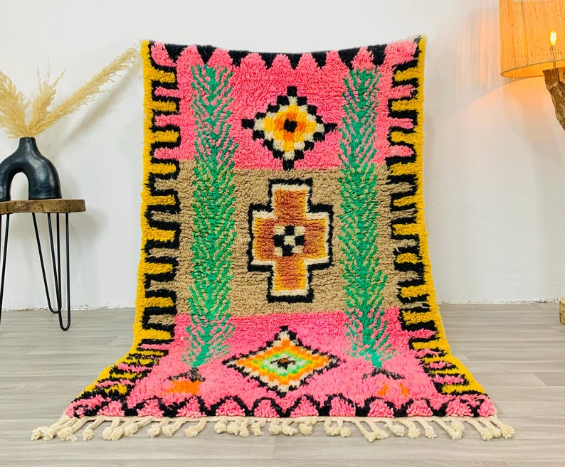 Authentic Pink Beni Ourain Rug, Custom Made Moroccan Pink Rug, Berber Pink Rug, Large Pink Area Rug