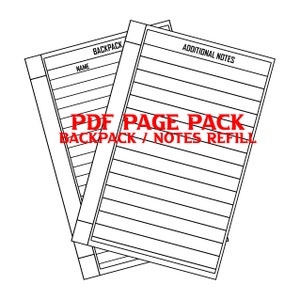 Additional Notes and Backpack Page PDF Pack