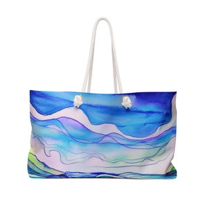 Ocean-Inspired Weekender Bag | Coastal Getaway Tote, Beach Travel Bag, Summer Vacation Carryall, Artistic Luggage