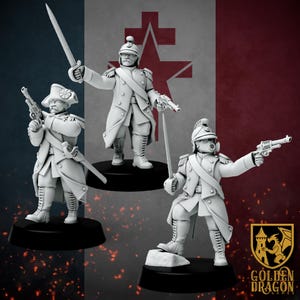 New French Republic • Infantry Commissaire • Golden Dragon Games •  3D Printed Tabletop Miniature •