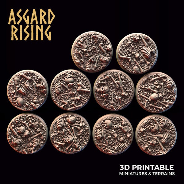 SKULL & BONES THEME Bases • Asgard Rising Miniatures • 3D Printed Tabletop Miniature •