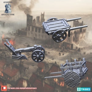 Norse Raid Medieval Carts • Terrain • Admiral Apocalypse • 3D Printed Tabletop Miniature •