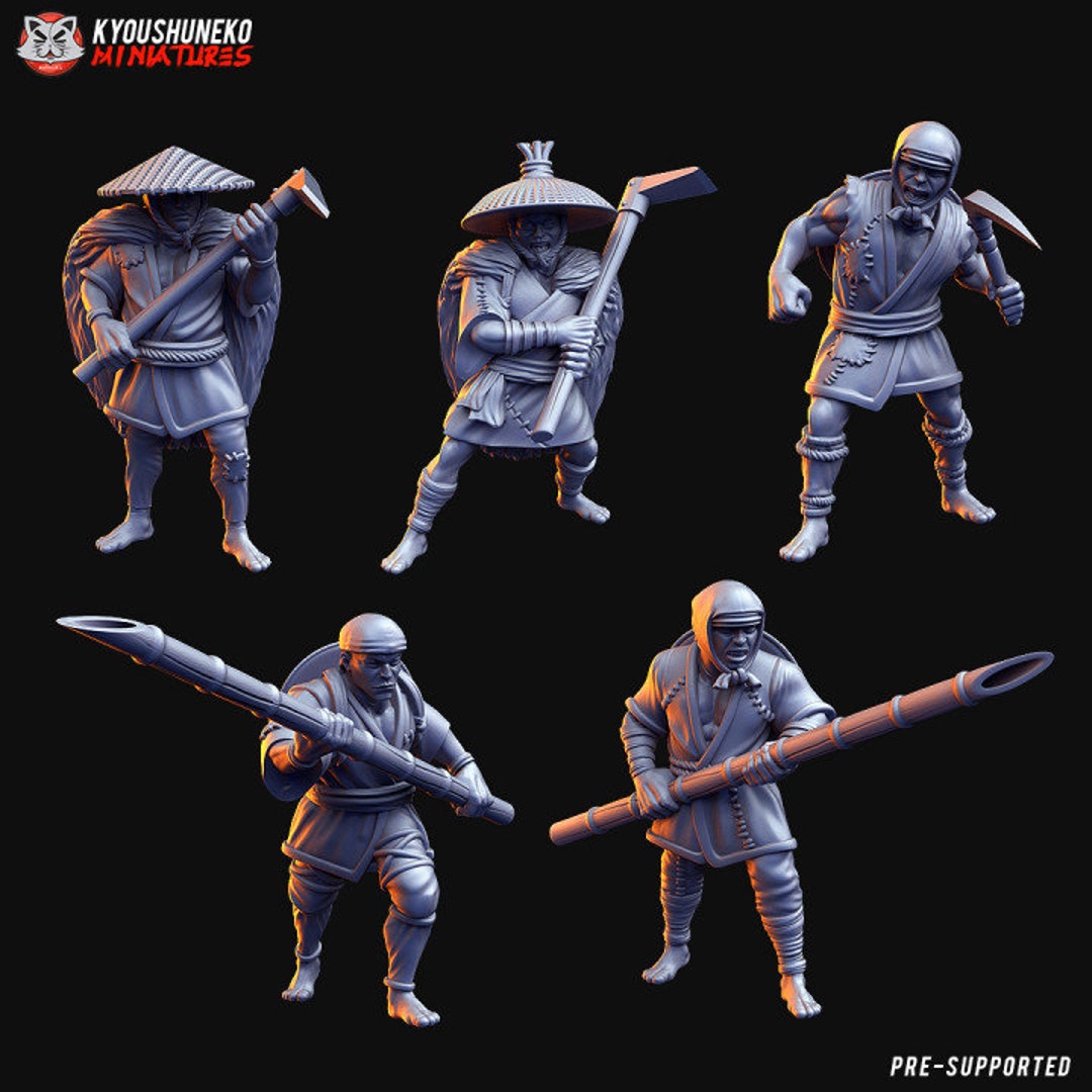 Japanese Samurai Army Feudal Peasants Kyoushuneko Miniatures 3D Printed