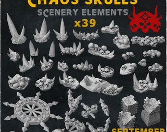 Chaos Skulls • Basing Bits • Zabavka Workshop • 3D Printed Tabletop Miniature •