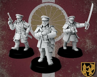 Empire of Japan • Army Officers • Golden Dragon Games •  3D Printed Tabletop Miniature •