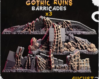 Captured Gothic Barricades • Terrain • Zabavka Workshop • 3D Printed Tabletop Miniature •