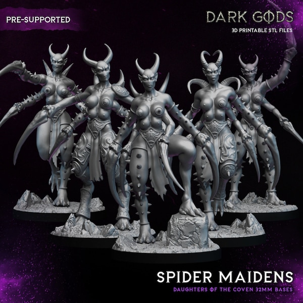 Spider Maidens • Demonic troops • Dark Gods •  3D Printed Tabletop Miniature •