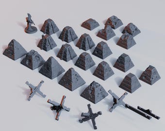 Tank Traps • Wargame Scatter Terrain • 27 pieces • FDM printed